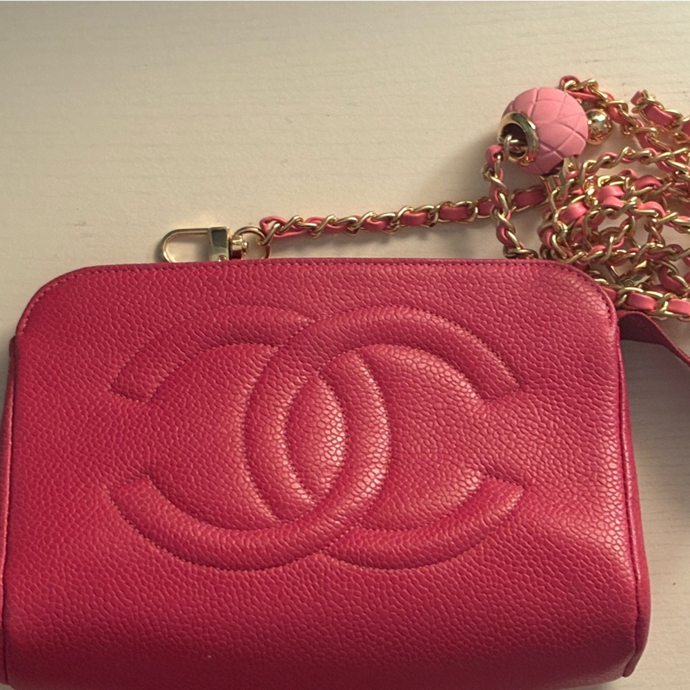 Chanel Pink Cavier Crossbody Bag with unbranded Chain
